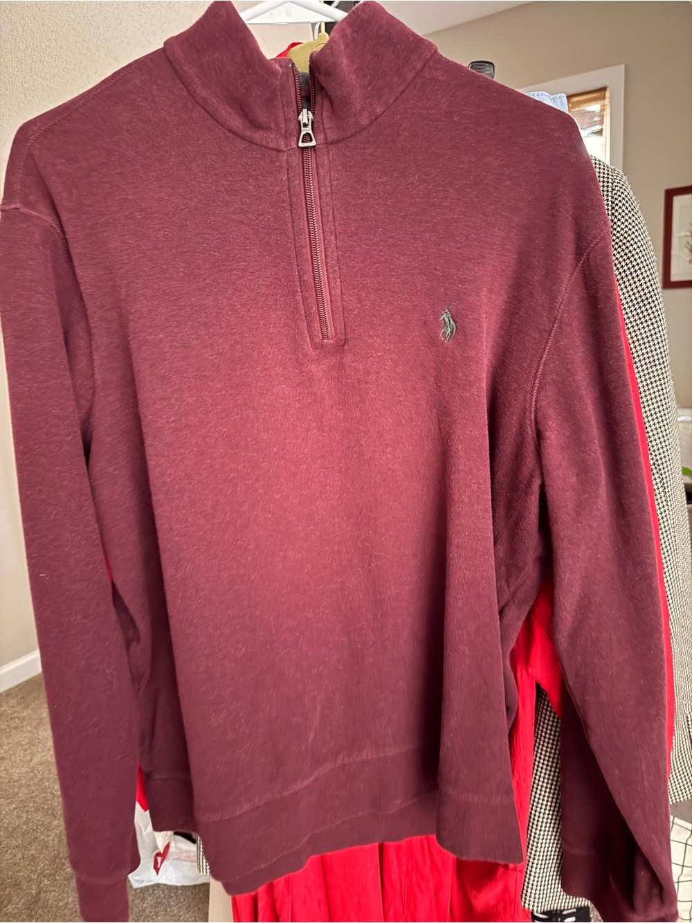 Polo by Ralph Lauren Men's Zip-Up Sweater in Burgundy
